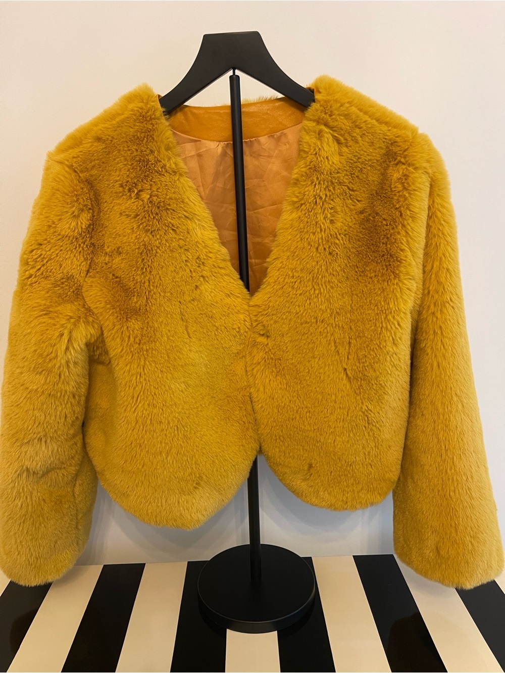 Mustard Yellow Faux Fur Teddy Jacket Coat M/L.